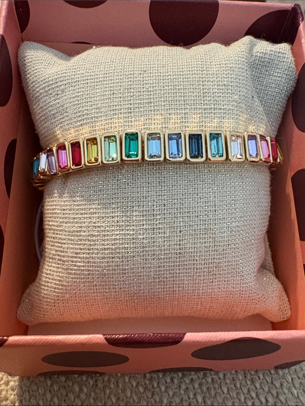 Piper K stretch bracelet multicolor rainbow glass stones